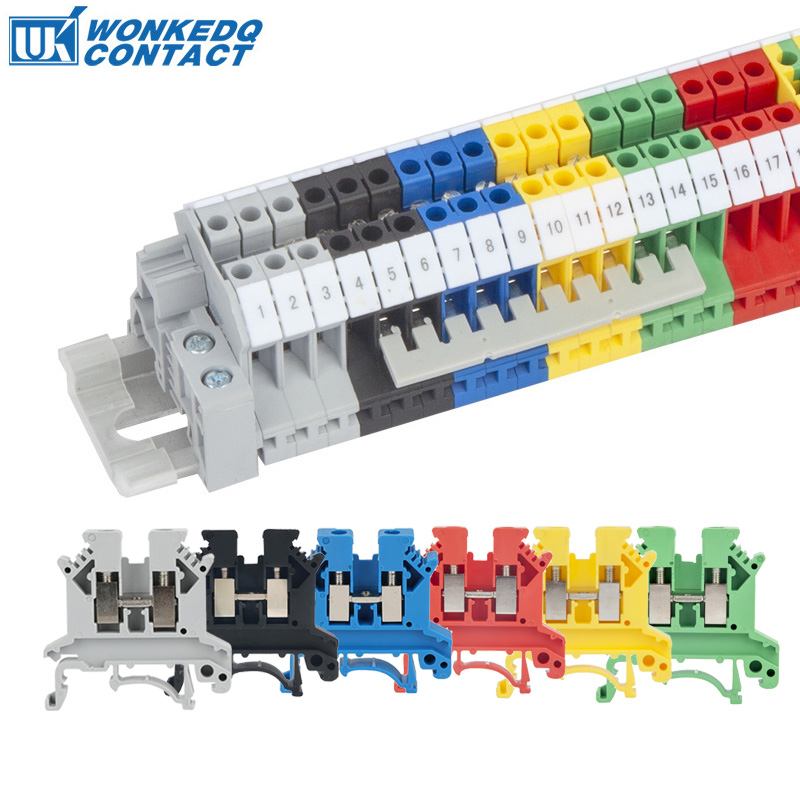 10Pcs UK2.5 UK2.5B Six Color Universal Screw Feed-through Strip Plug Wire Electrical Connector Din Rail Terminal Block UK 2.5
