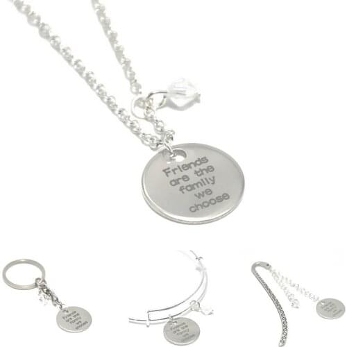 12pcs/lot Friendship Bracelet Friends are the family we choose Gift for Friend Necklace bangle keyring bookmark