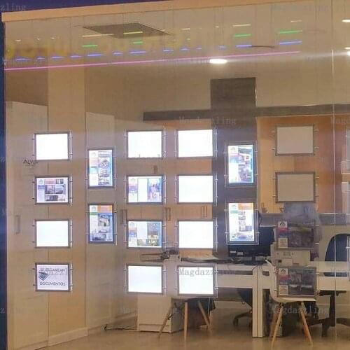 16PCS A4 Landscape + 4PCS A3 Portrait Single Sided Real Estate Agent LED Window Display Panel Acrylic Poster Frame for Windows