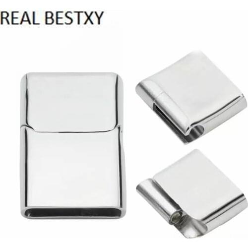 20pcs/lot hole size 16.5*5 Custom logo Stainless Steel Magnetic Clasps FLAT Shape Jewelry Findings CLASP magnet leather bracelet