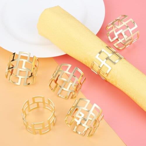 6pcs Gold Napkin Rings Wedding Banquet Napkin Holder The Great Wall Napkin Buckle Party Dinner Table Decor Hotel Supplies
