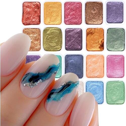Watercolor Painting Powder For Nails Art Pigment Set Blooming Flower Ink Marble Nail Polish Shimmer Manicure Glitter SA1915-1