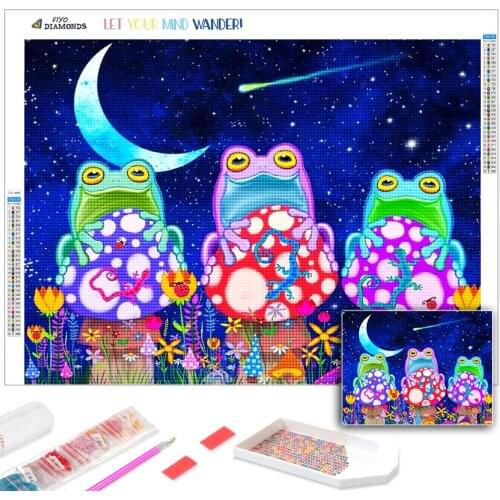 Diamond Painting Cartoon Frog Cross Stitch 5D DIY Diamond Embroidery Animal Rhinestone Picture Home Decoration Wall Stickers