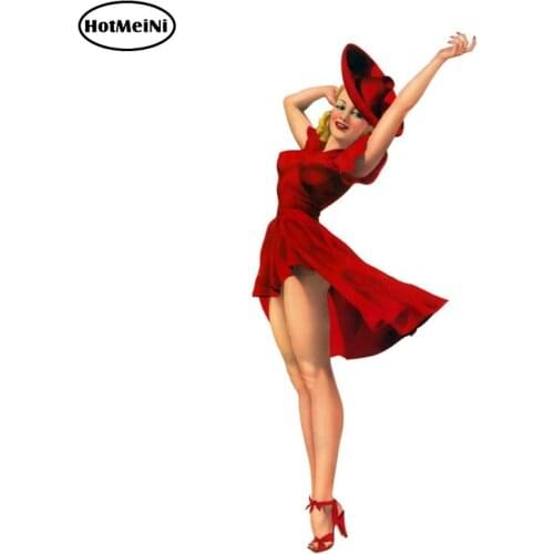 HotMeiNi 13cm X 5.6cm Car Stickers Vargas Red Means Go Pin Up Girl Vinyl Decal Car Styling JDM Motorcycle Auto Accessories