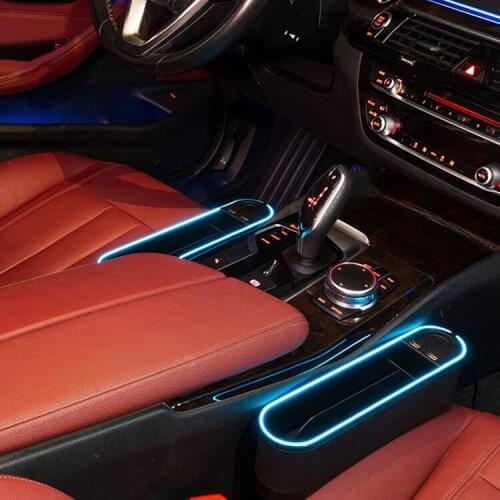 Car Multifunctional Charging Seat Storage Box With USB Charging Cable Car Multi-color Atmosphere Light Storage Box Car-Styling