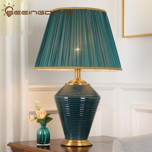 40x61cm Large Lamp American European-Style Luxury Ceramic Table Lamps For Bedroom Bedside Lamp Warm Light Household Home Decor