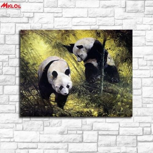 Large Wall Art Two Pandas Canvas Painting For Living Room Home Decoration Oil Painting On Canvas Wall Painting Unframed