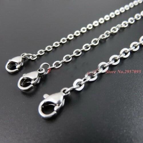 Granny Chic 100pcs Wholesale 2mm Stainless Steel Silver/Gold Color Cable Chain Necklace Fashion DIY Charm Jewelry Necklace
