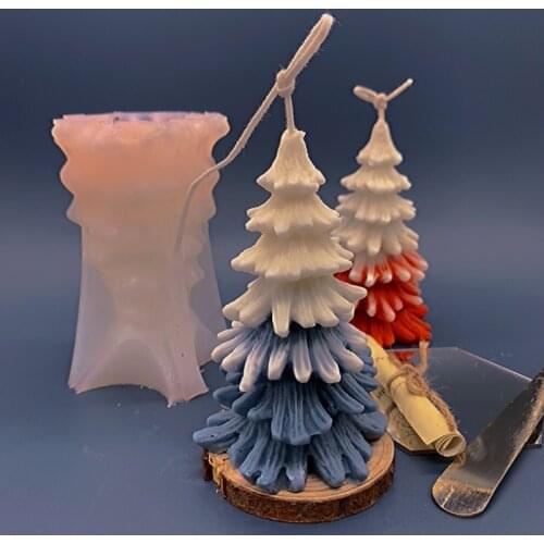 Coniferous Christmas Tree Silicone Mold Candle Mold DIY Handmade Christmas Cedar Pine Aromatherapy Home Decoration Molds