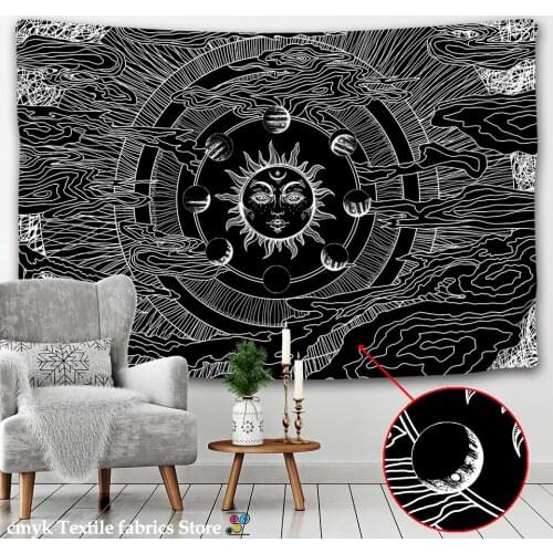 India Mandala Tapestry Wall Hanging Sun Moon Tarot Wall Tapestry Wall Carpet Psychedelic Tapiz Witchcraft Wall Cloth Tapestries
