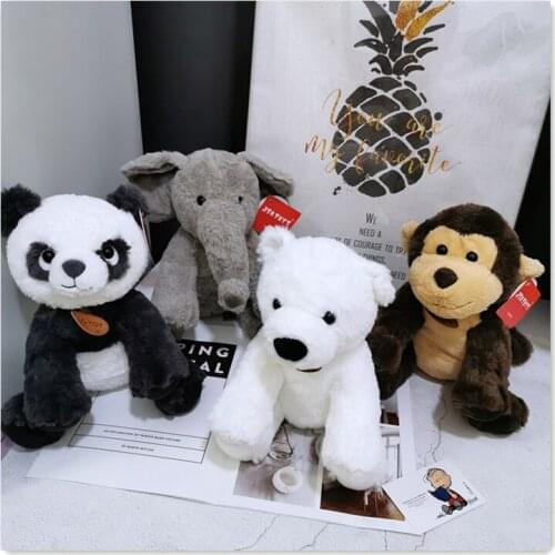 Creative animal plush toy lovely cartoon elephant panda monkey polar bear about 25cm soft doll kids toy birthday gift h0440