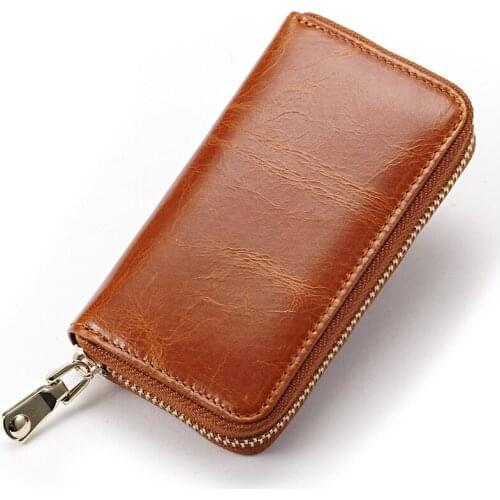 Fashion Genuine Leather Car Key Wallets Men Card holder Brand Mini Purse Small Zipper Coin Wallet Women Keys Organizer Case