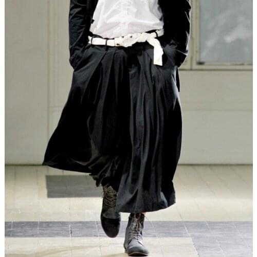 Plue Size Pants Men Clothing Casual Bloomers Ankle Length Trousers Harem Pants Loose Culottes Singer Caostumes Skirt 27-44