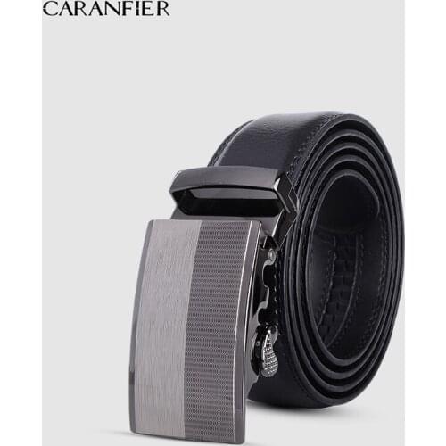CARANFIER Men Belts Cow Genuine Leather Belt Automatic Buckle Male Strap Cowhide Alloy Buckle Fashion Male Cowskin Waistband
