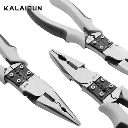 KALAIDUN Pliers Set Crimping Tool Wire Cable Cutter Stripper Crimper Crimp Long Nose Diagonal Pliers For Electricians Hand Tools