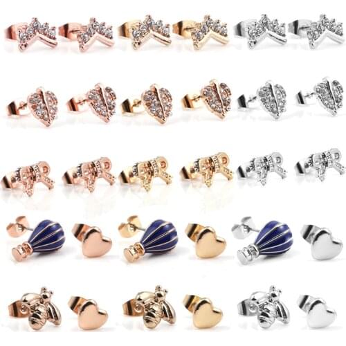 New Arrival Sparkling leaves Wishing Bone Stud Earrings For Women Girls High Quality Fashion Earring Luxury Brand Simple Gift