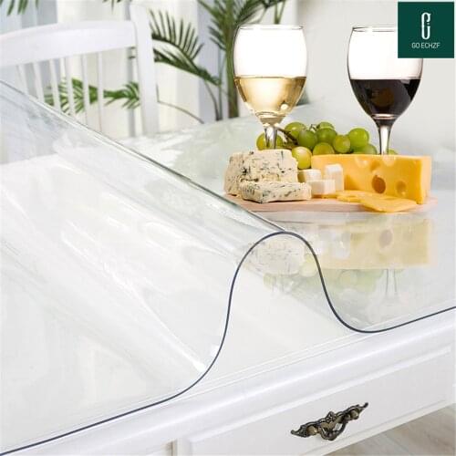 2mm PVC Tablecloth Transparent Table Cloth Waterproof PVC Dining Table Cover Mat Soft Glass Cloth for Rectangular Table