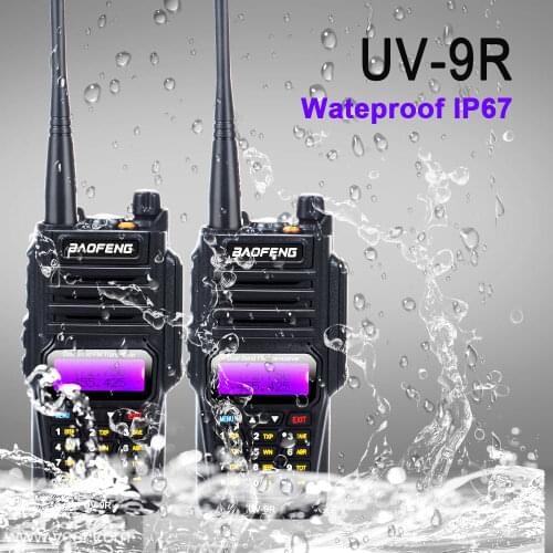 2pieces UV-9R waterproof dual band VHF UHF walkie talkie baofeng uv 9r ham radio 8W 128Ch with handsfree