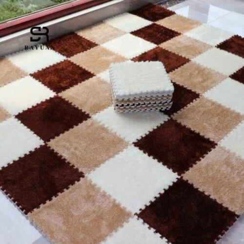 RAYUAN One Piece 30x30CM DIY Puzzle Mat EVA Foam Long Villi Shaggy Carpet Jigsaw Mat Plush Soft Area Rug Children Baby Play Mats