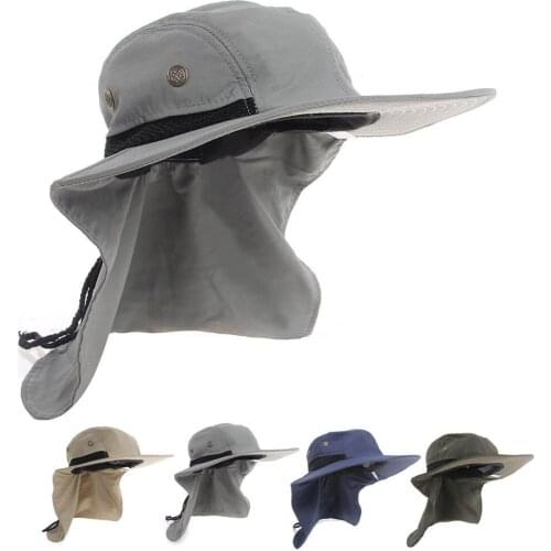 Fishing Hiking Outdoor Brim Neck Cover Bucket Boonie Sun Flap Hat Bush Cap