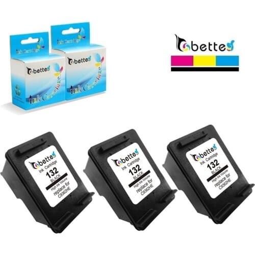3PK, Bette Ink Cartridges Replace for HP 132 Deskjet D4145 D4155 D4160 D4163 D4168 Officejet 6301 6304 6305 6307 6308 6310 6315