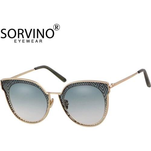 SORVINO Retro Luxury Cat Eye Sunglasses Women 2020 Shades Brand Designer Fashion Big 90s PInk Green Brown Gold Sun Glasses P407