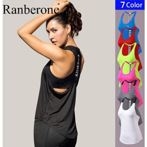 Ranberone Sports Vest Fitness Yoga Running Female T-shirt T-shaped Back Hollow Sling Quick-Drying Loose Gym Top Sports Women