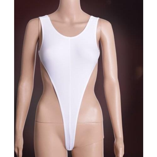 Super Sexy Ultra high Slit T Crotch For Women Bikini One-piece Swimsuit Sexy Narrow Crotch Jumpsuits Slim Sukumizu Undershirts