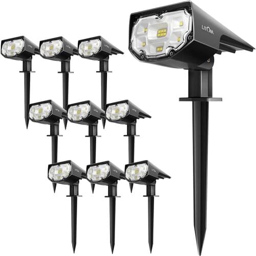 LEDs Solar Landscape Spotlights,10 Pack,IP67 Waterproof,Solar Spot Lights Outdoor,2-in-1 Wireless Outdoor Solar