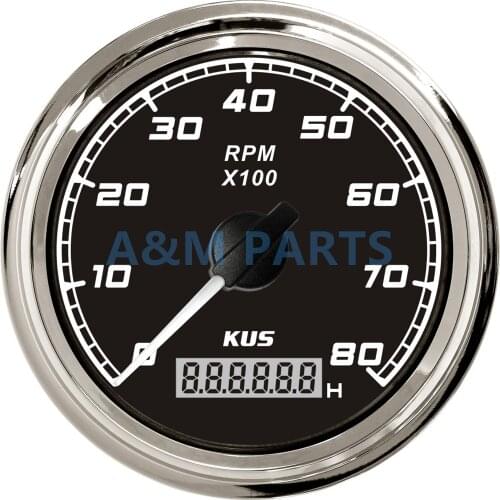 Tachometer RPM Gauge with Hour Meter for Car Truck Boat Yacht 0-8000RPM 85mm with Backlight