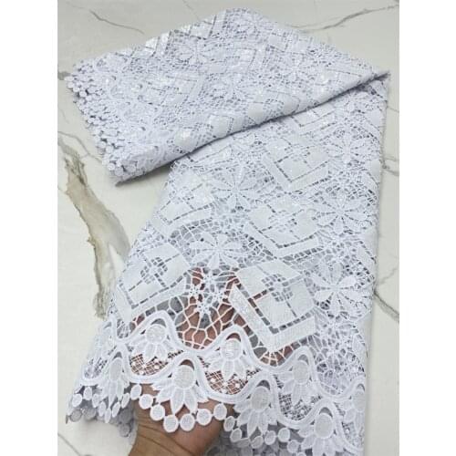 White Sequins unique Guipure Lace Excellent Embroidered African Swiss Cord Lace fabric Nigerian occasional wear sewing 4293B