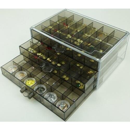72 Grids Nail Art Display Storage Box Jewelry Drawer Box Acrylic Storage Organizer Containers Nail Art Rhinestone Storage Box