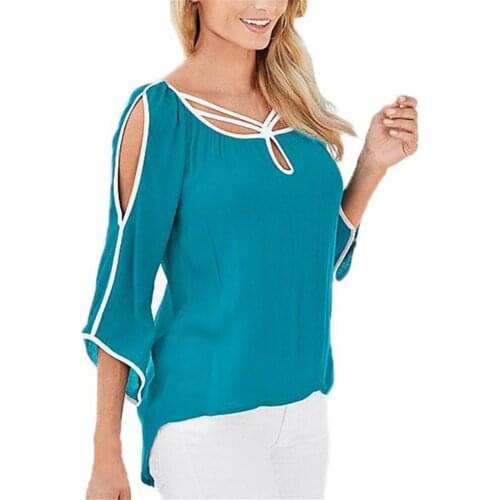 Sexy Women Loose Long Sleeve Chiffon Casual Blouse Shirt Tops Fashion Blouse