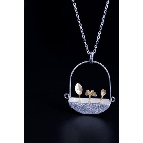 S925 Sterling Silver Separation Butterfly Double Leaf Necklace Clavicle Chain Pendant Women Fashion Brushed Hanging Basket Penda