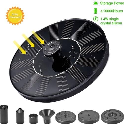 1.4w Solar Fountain Pump Panel Solar Powered Fountain Pump Pool Water Fountain Garden Decoration Water Fountains Decor Latest