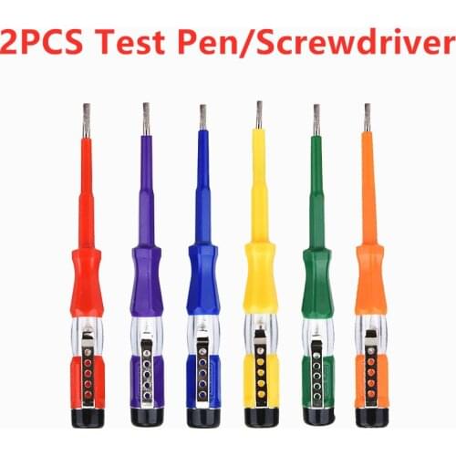 1PC/2PCS Portable Electrician LED Voltage 100-500V Test Pen Tester Flat Screwdriver Socket Detector Screw Driver Repair Tools