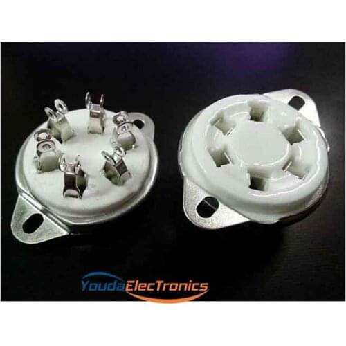 1PC Silver plated GZC6-21 6pin ceramic Vacuum tube socket for 310 6E5 UX6 42 366 VT57 VT58