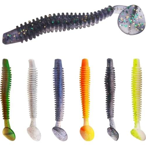 10pcs Screw Soft Lure 5/6/7cm Silicon Swimbaits isca Artificial Worm Bait Fish Wobblers Bass Carp Flying Fishing Lure T Tail