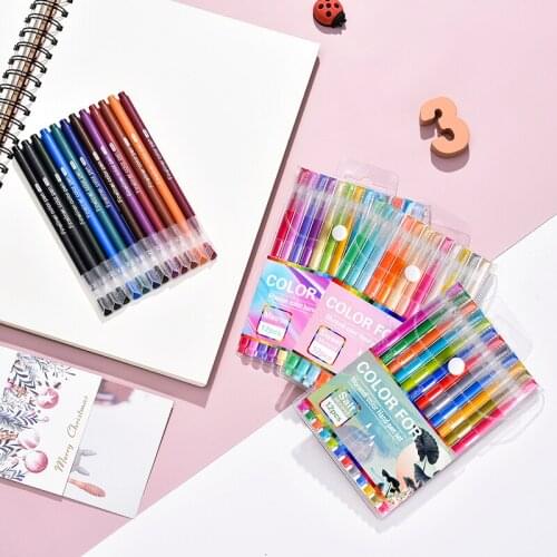 12pc/lot Macaroon hand pen Colors Gel Pen Fine liner Pens For Kawaii School Office Pen 0.4mm Set Ink Pen Art Supplies 040299