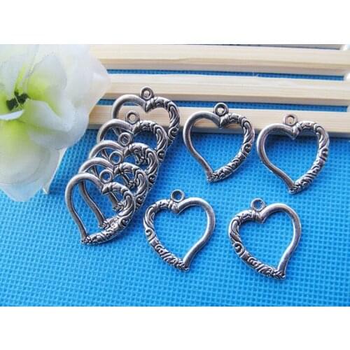 20pcs Antique Silver tone/Antique Bronze Filigree Heart Frame Connector Pendant Charm Finding,DIY Accessory Jewelry Making