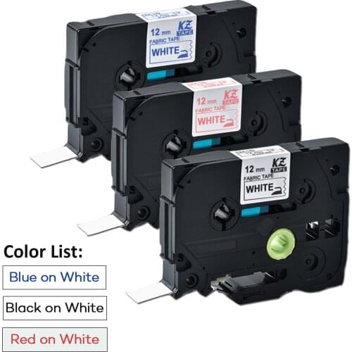 3Pcs tze-FA3 tze-FA231 tze-FA232 12mm*3m Fabric Iron-on Label Tapes Compatible for Brother P touch Label Maker