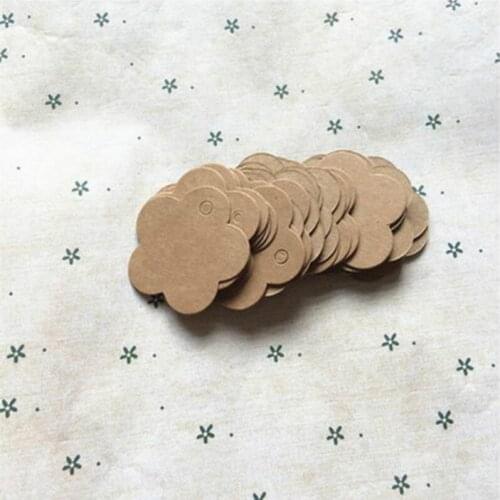 4cm White Black Clothing Accessories Decoration Tag Lovely Flower Shape Blank Kraft Paper Label With Hemp Rope 400pcs/lot