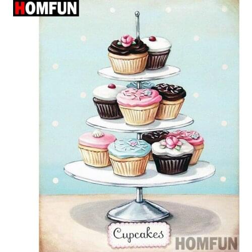 HOMFUN 5D DIY Diamond Painting "Cake scenery" Full Drill Resin Diamond Embroidery Cross Stitch Home Decor A27089