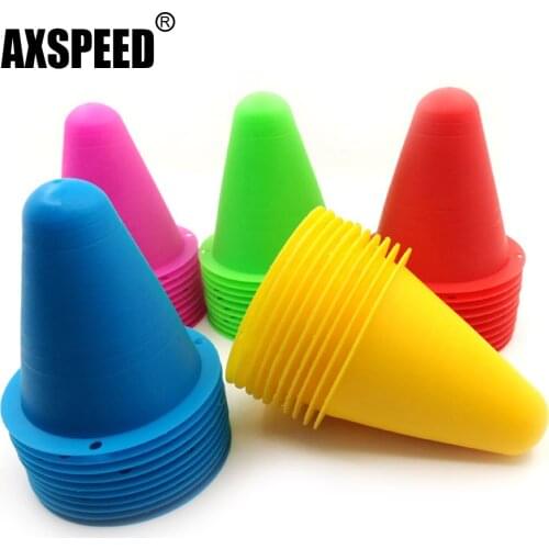 AXSPEED 10pcs Mini Soft Plastic Training Road Cones Pylons for Axial SCX10 Traxxas TRX4 Sakura RC4WD Tamiya 1/10 RC Car Truck