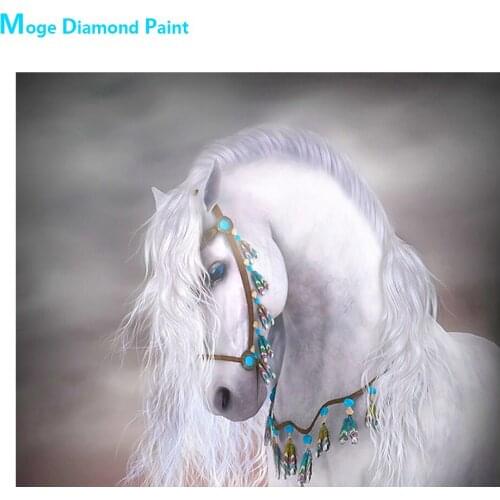 White Horse Diamond Painting Round Full Drill Oil Animal Nouveaute DIY Mosaic Embroidery 5D Cross Stitch Home Decor Gifts