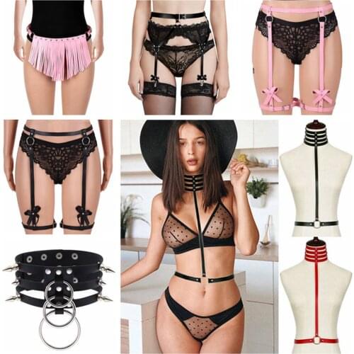 Body Harness Bra Leather Neck Strap Bondage Waist Top Cage Sexy Lingerie Red Steampunk Gothic Adjustable Suspender Party Rave