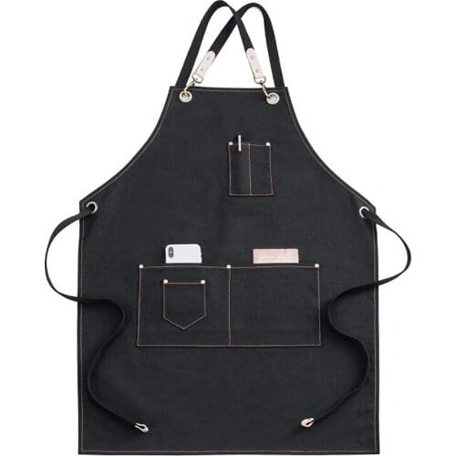 Black Canvas Aprons Antifouling Waterproof Overalls Apron Kitchen Supplies Household Products Restaurant Overalls Modern Simple