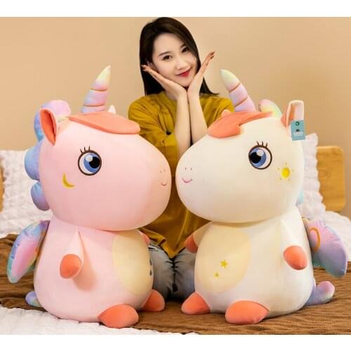 1pc 50/60cm Big Kawaii Embracable Unicorn with Wings Plush Toys Stuffed Soft Animal Unicorn Pillow Baby Girls Birthday Gifts