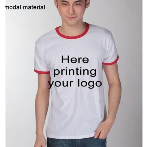 10pcs Free Print Logo Moder milk silk t shirts Men Custom LOGO Adult t-shirt Solid Man Top Tees Soft Modal Male/Female t-shirt