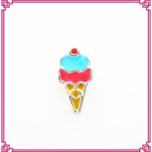 Hot selling summer ice cream floating charms living glass memory lockets charms